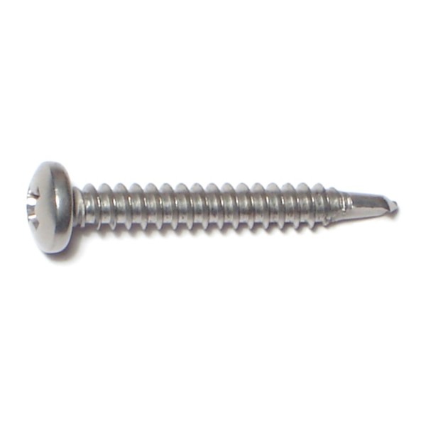 Midwest Fastener Self-Drilling Screw, #8 x 1-1/4 in, Zinc Plated Stainless Steel Pan Head Phillips Drive, 100 PK 09835